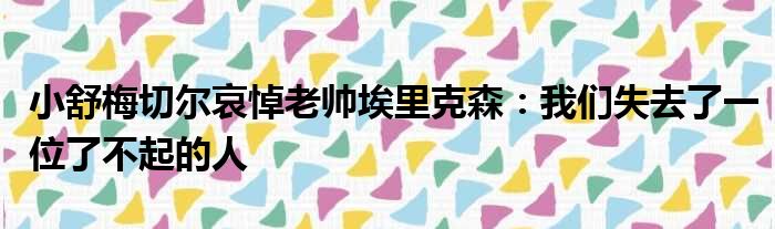 小舒梅切尔哀悼老帅埃里克森：我们失去了一位了不起的人