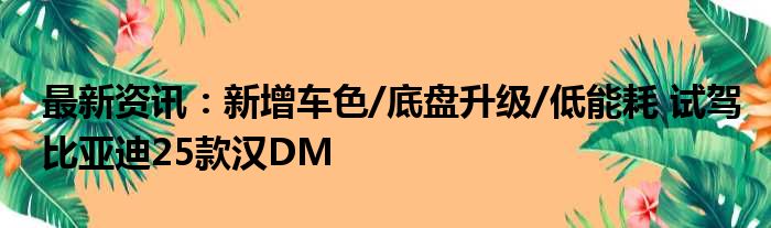 最新资讯：新增车色/底盘升级/低能耗 试驾比亚迪25款汉DM