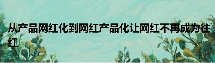 从产品网红化到网红产品化让网红不再成为往红