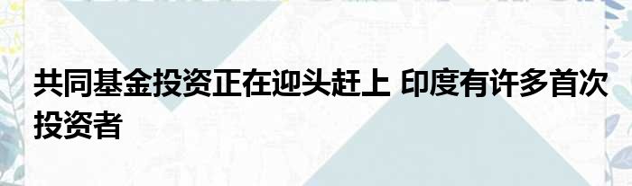 共同基金投资正在迎头赶上 印度有许多首次投资者