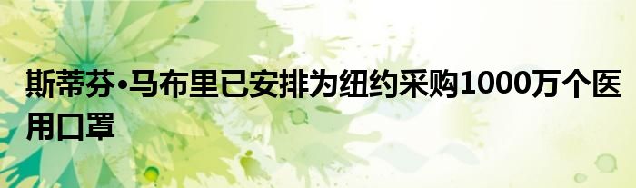 斯蒂芬·马布里已安排为纽约采购1000万个医用口罩