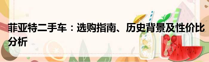 菲亚特二手车：选购指南、历史背景及性价比分析