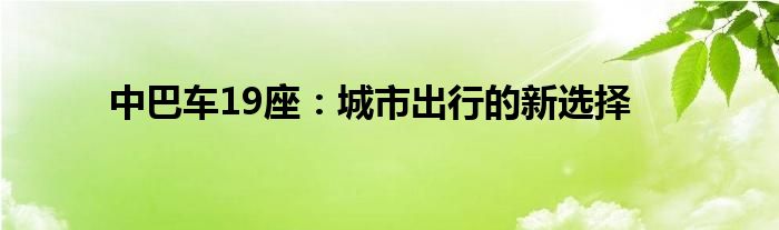 中巴车19座：城市出行的新选择