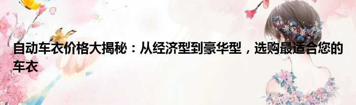 自动车衣价格大揭秘：从经济型到豪华型，选购最适合您的车衣