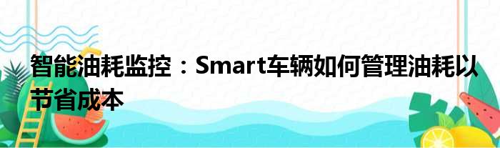 智能油耗监控：Smart车辆如何管理油耗以节省成本