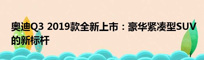 奥迪Q3 2019款全新上市：豪华紧凑型SUV的新标杆