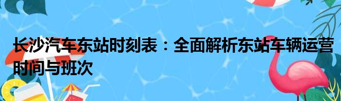 长沙汽车东站时刻表：全面解析东站车辆运营时间与班次