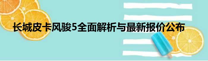 长城皮卡风骏5全面解析与最新报价公布