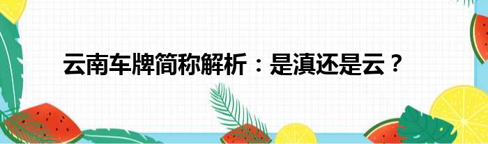 云南车牌简称解析：是滇还是云？