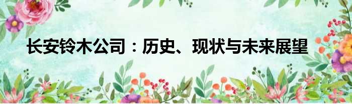 长安铃木公司：历史、现状与未来展望