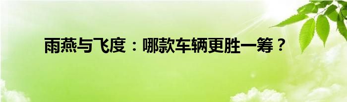 雨燕与飞度：哪款车辆更胜一筹？