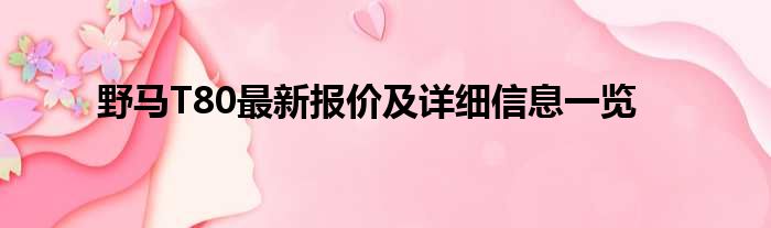 野马T80最新报价及详细信息一览