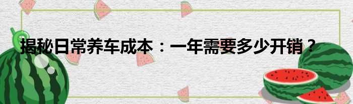 揭秘日常养车成本：一年需要多少开销？