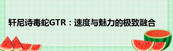 轩尼诗毒蛇GTR：速度与魅力的极致融合