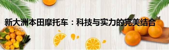 新大洲本田摩托车：科技与实力的完美结合