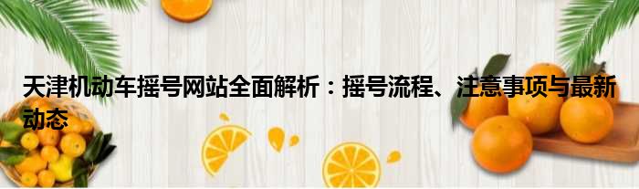 天津机动车摇号网站全面解析：摇号流程、注意事项与最新动态