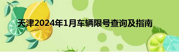 天津2024年1月车辆限号查询及指南