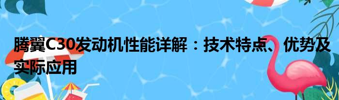 腾翼C30发动机性能详解：技术特点、优势及实际应用