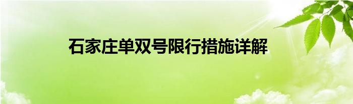 石家庄单双号限行措施详解