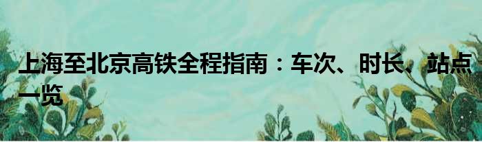 上海至北京高铁全程指南：车次、时长、站点一览