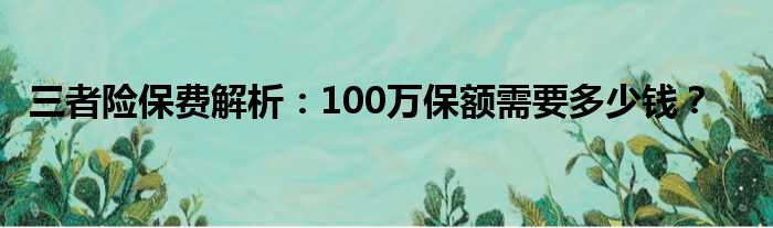 三者险保费解析：100万保额需要多少钱？